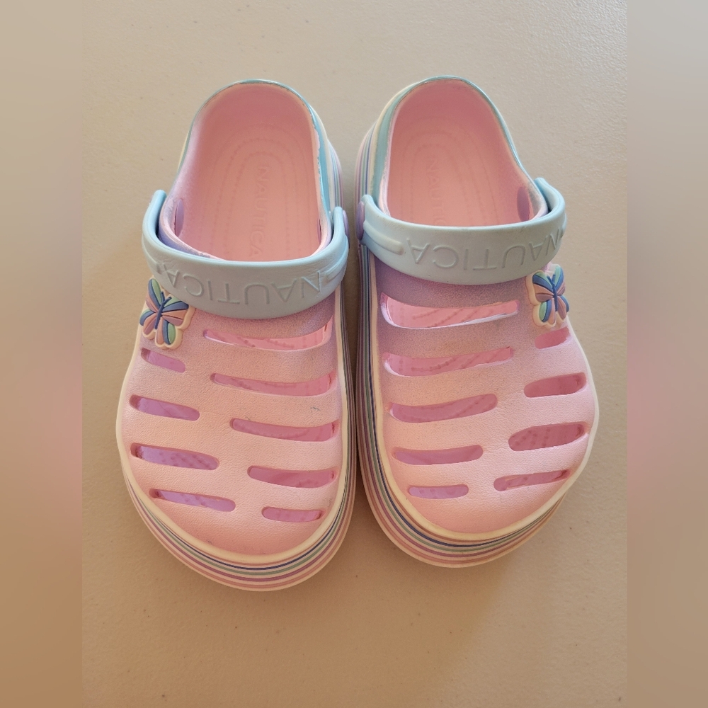 Nautica Kids Pastel Clog with Butterfly Accent. Little Girls 12 - Picture 6 of 14